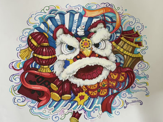 《彩韻舞獅圖》柴明雪23動(dòng)漫制作技術(shù)1班.jpg